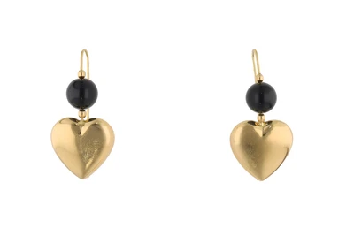 Paio di orecchini con cuore e sfere di onice - Asta Preziosi