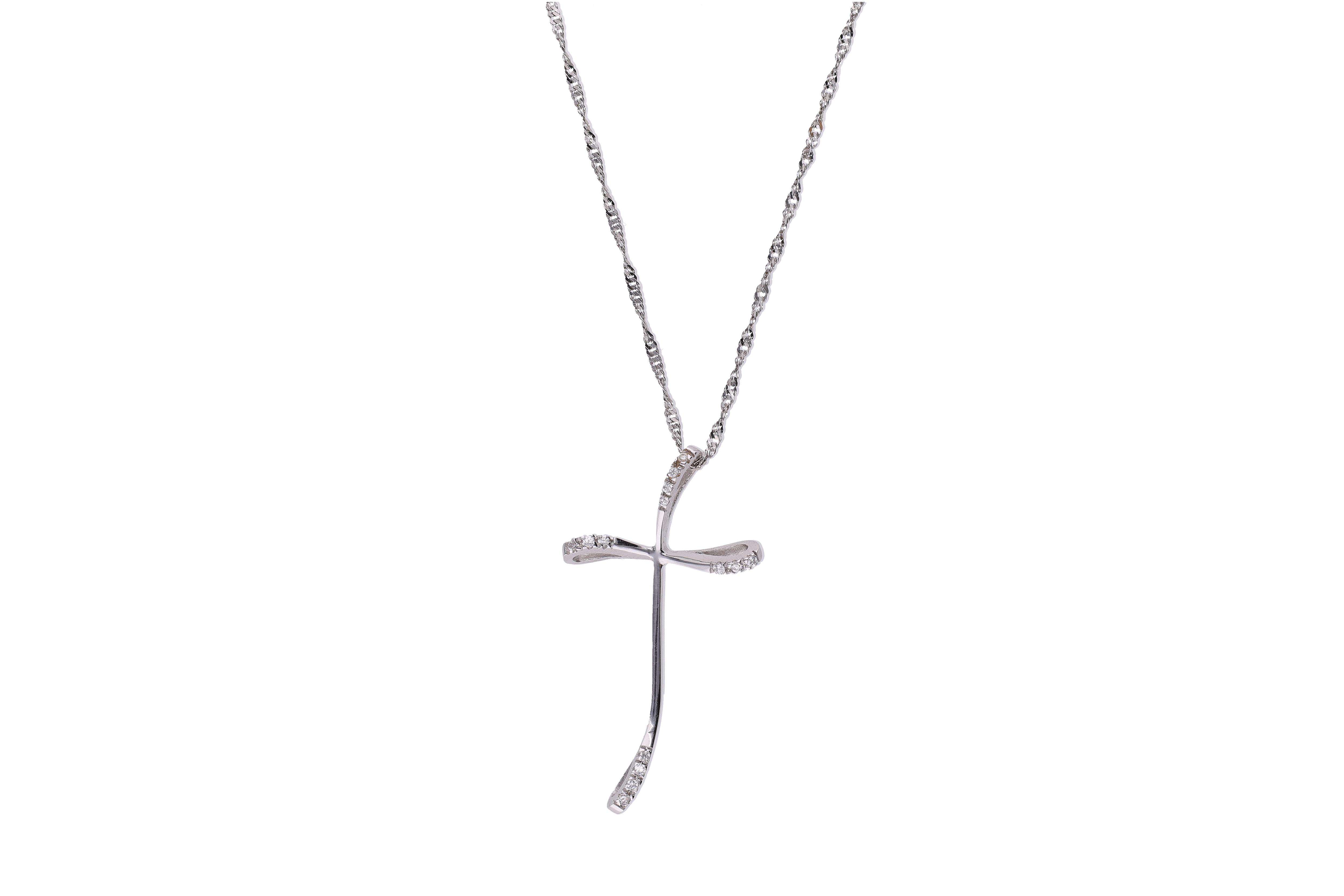 Collana e croce con pietre incolore - Asta Preziosi