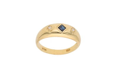 Anello con diamanti e pietra blu - Preziosi Online