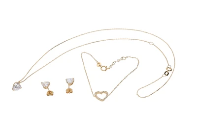 Collana, bracciale e paio di orecchini con pietre incolori - Preziosi Online