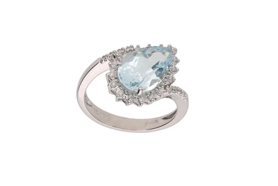 Miluna, anello con diamanti e acquamarina - Preziosi Online Miluna, anello con diamanti e acquamarina - Preziosi Online