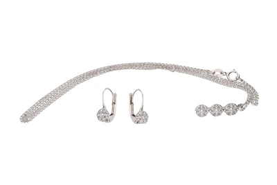 Paio di orecchini e collier con pietre incolori - Preziosi Online