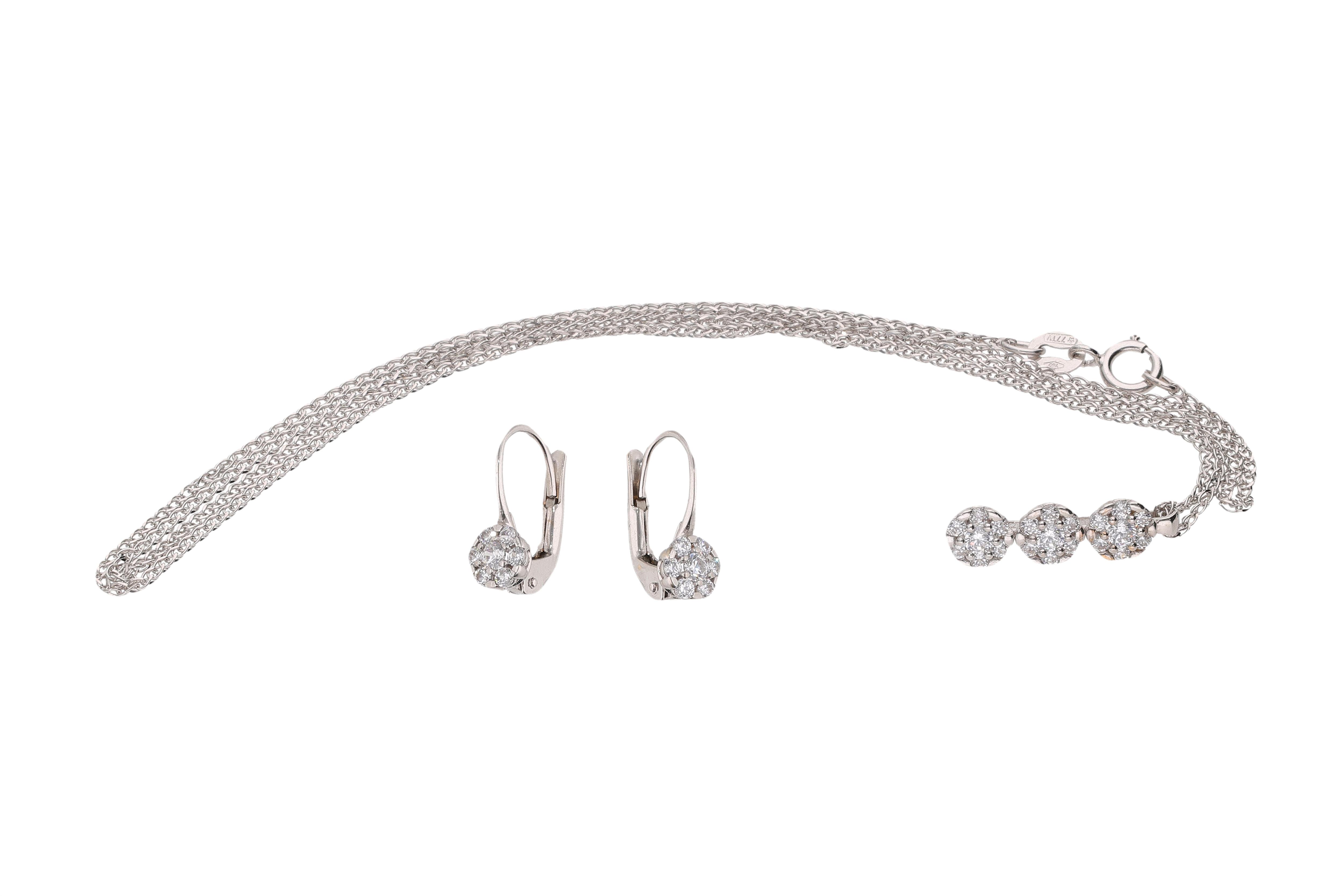 Paio di orecchini e collier con pietre incolori - Preziosi Online