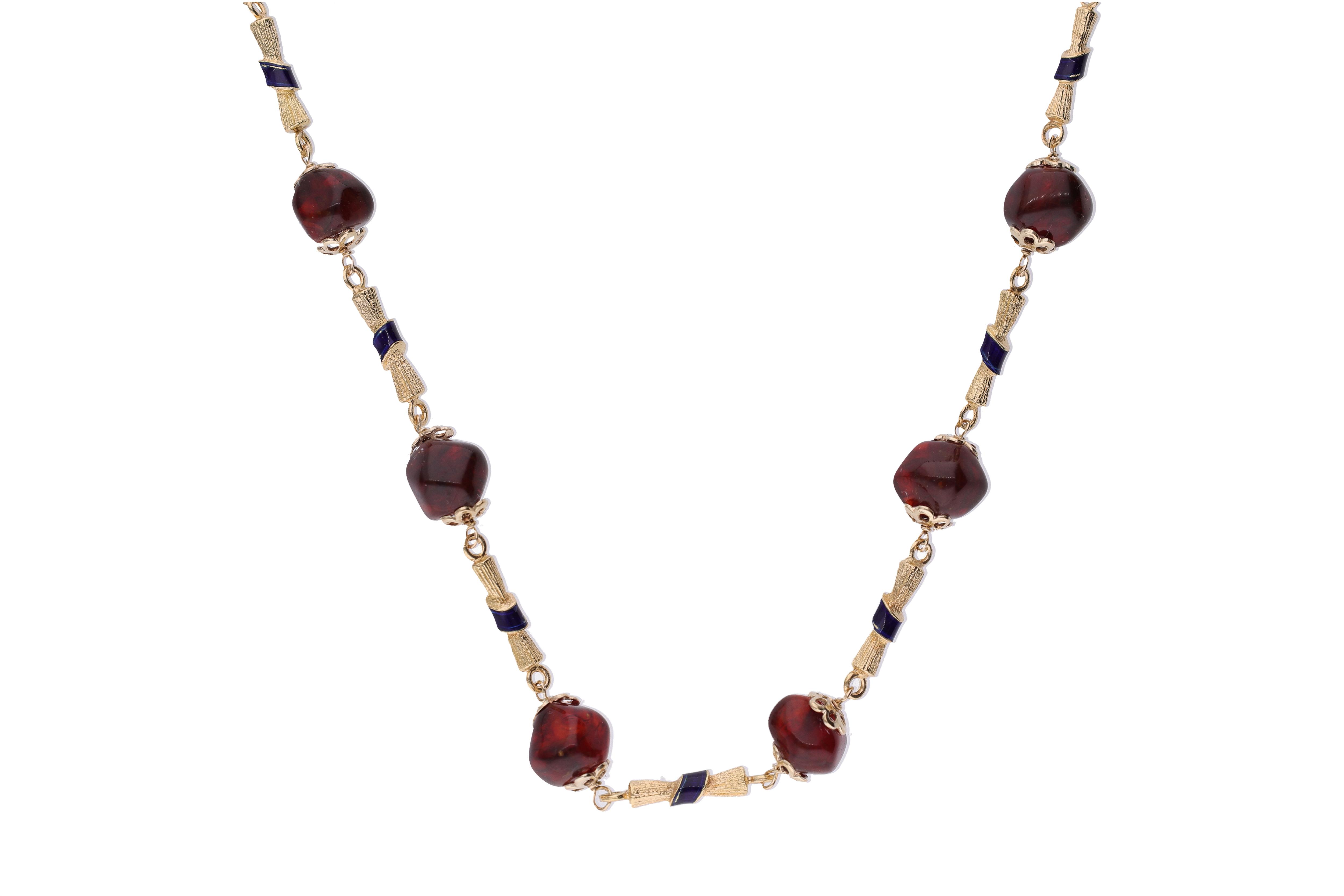 Collana con smalto e pietre - Asta Preziosi