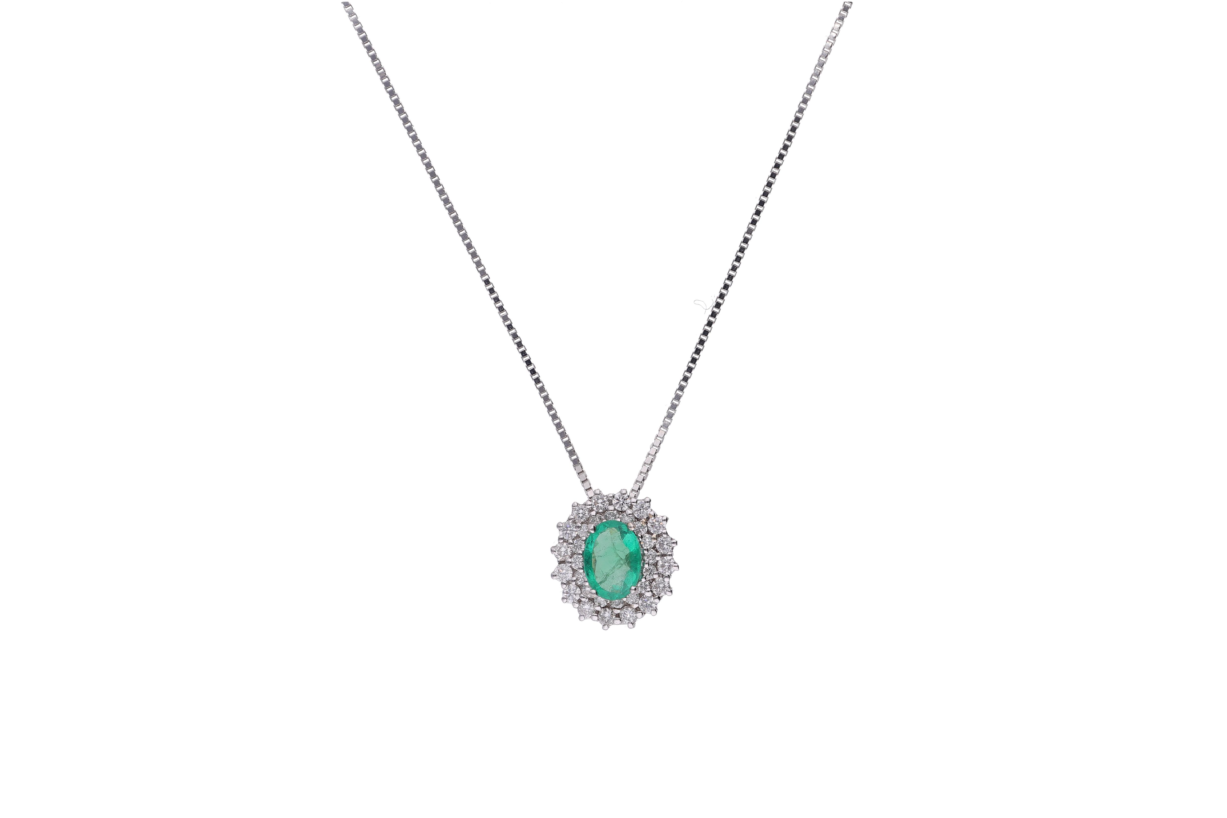 DD Gioielli, collana con smeraldo e diamanti - Asta Preziosi