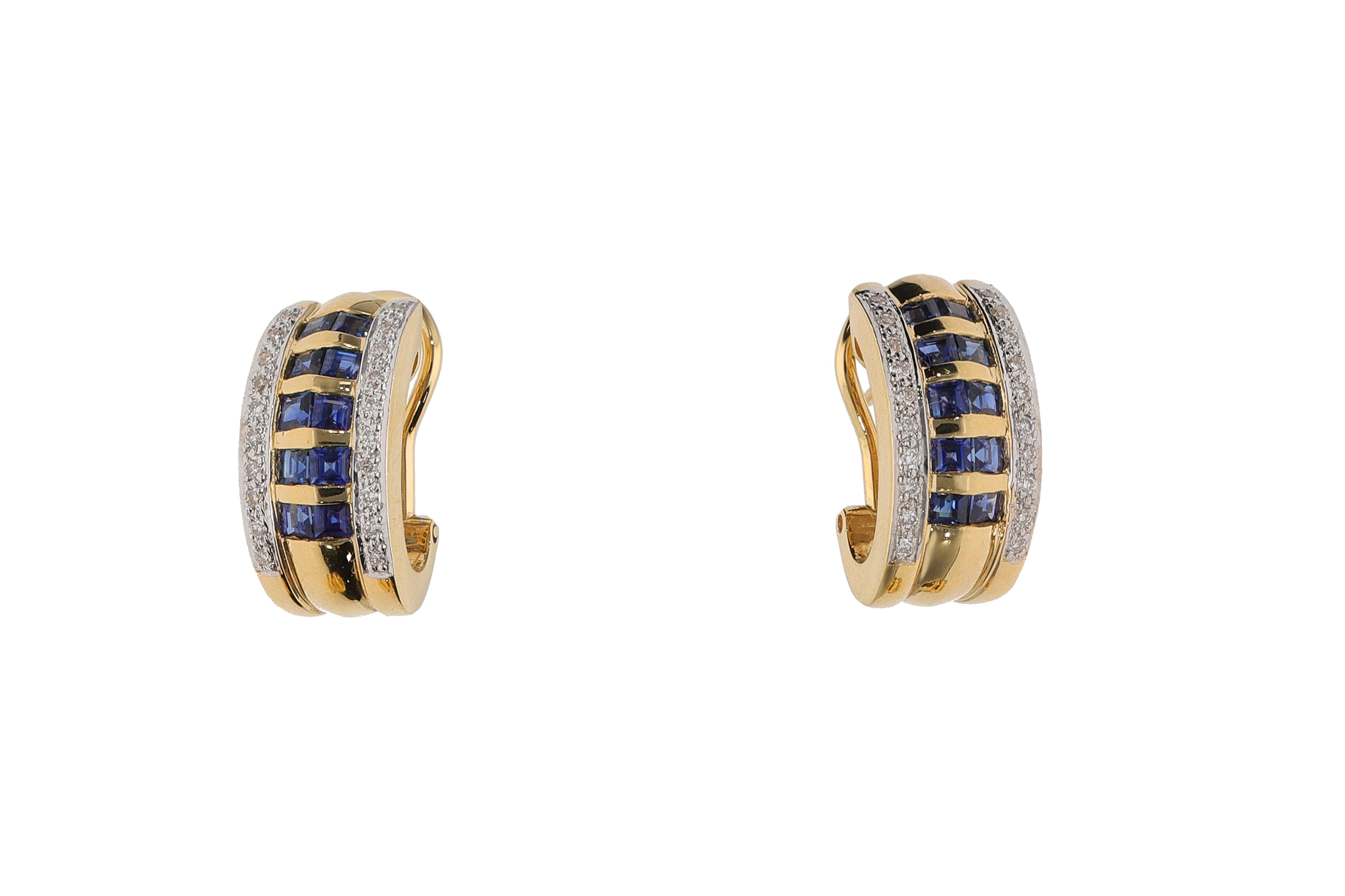 Paio di orecchini con diamanti, zaffiri e pietre - Asta Preziosi