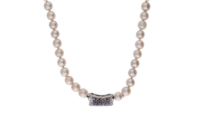 Collana di perle coltivate con diamanti, zaffiri e pietre - Asta Preziosi