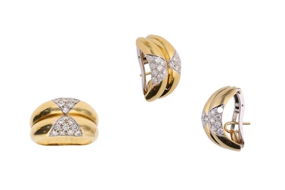 Anello e paio di orecchini con diamanti - Asta Preziosi