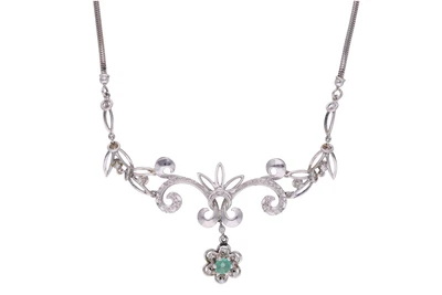 Collier con diamanti e smeraldo - Asta Preziosi