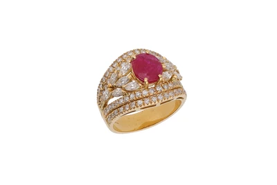 Anello con diamanti e pietra - Asta Preziosi
