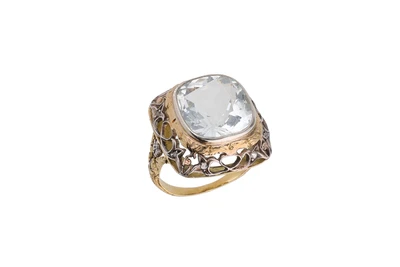 Anello con acquamarina e diamanti - Asta Preziosi