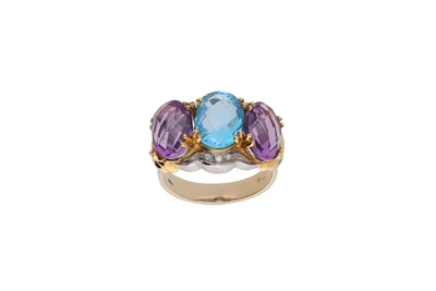 Anello con diamanti, topazio e pietre - Asta Preziosi