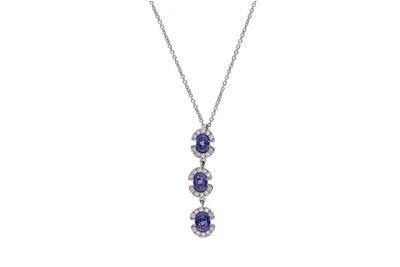 Collana con elemento scorrevole con diamanti e pietre blu - Asta Preziosi