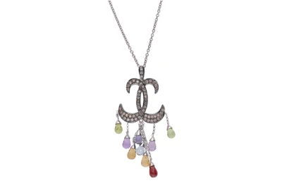 Collana e ciondolo con diamanti colorati, tormaline, olivine, topazi e quarzi - Asta Preziosi