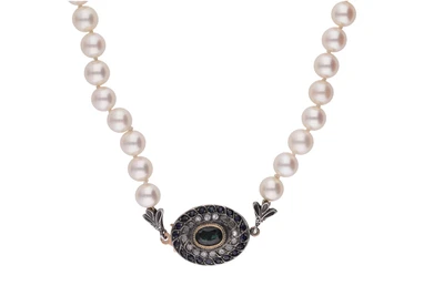 Collana di perle coltivate con zaffiri e diamanti - Asta Preziosi Collana di perle coltivate con zaffiri e diamanti - Asta Preziosi