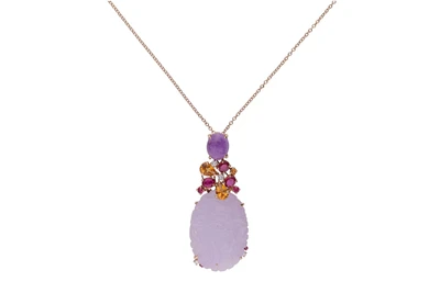 Collier con ametista, rubini, diamanti e pietre - Asta Preziosi