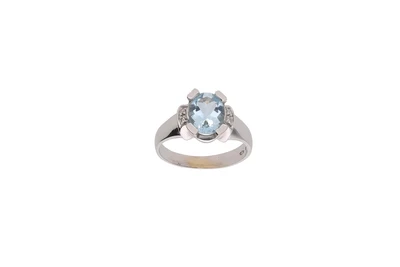 Anello con diamanti ed acquamarina - Asta Preziosi
