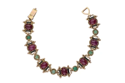 Bracciale con rubini, smeraldi e smalti - Asta Preziosi