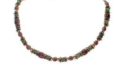 Choker con rubini, smeraldi e smalti - Asta Preziosi
