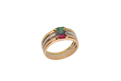 Anello con rubino, smeraldo e zaffiro - Asta Preziosi