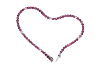 Bracciale tennis con diamanti, rubini e pietre - Asta Preziosi