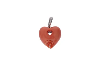 Ciondolo con corallo e diamanti - Asta Preziosi