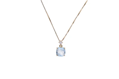 Collier con topazio azzurro e pietra incolore - Asta Preziosi
