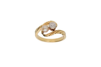Anello con diamante e perla coltivata - Asta Preziosi