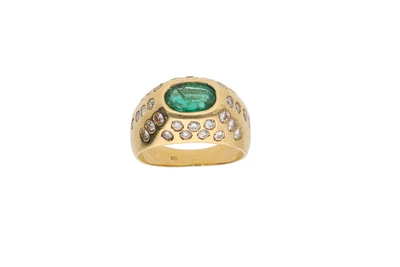 Anello con smeraldo e diamanti - Asta Preziosi