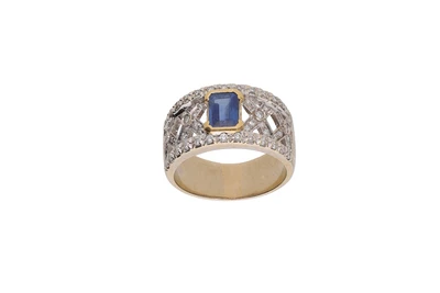 Anello con diamanti e zaffiro - Asta Preziosi