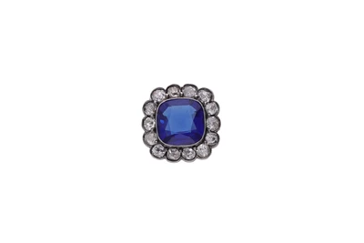 Elemento decorativo con diamanti e pietra blu - Asta Preziosi