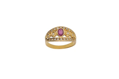 Anello con diamanti e rubino - Asta Preziosi