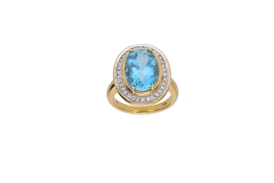 Anello con topazio azzurro e diamanti - Asta Preziosi