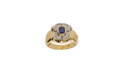 Anello con zaffiro e diamanti - Asta Preziosi