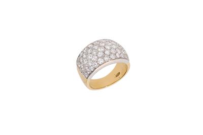 Anello a fascia con pave' di diamanti e pietre - Asta Preziosi