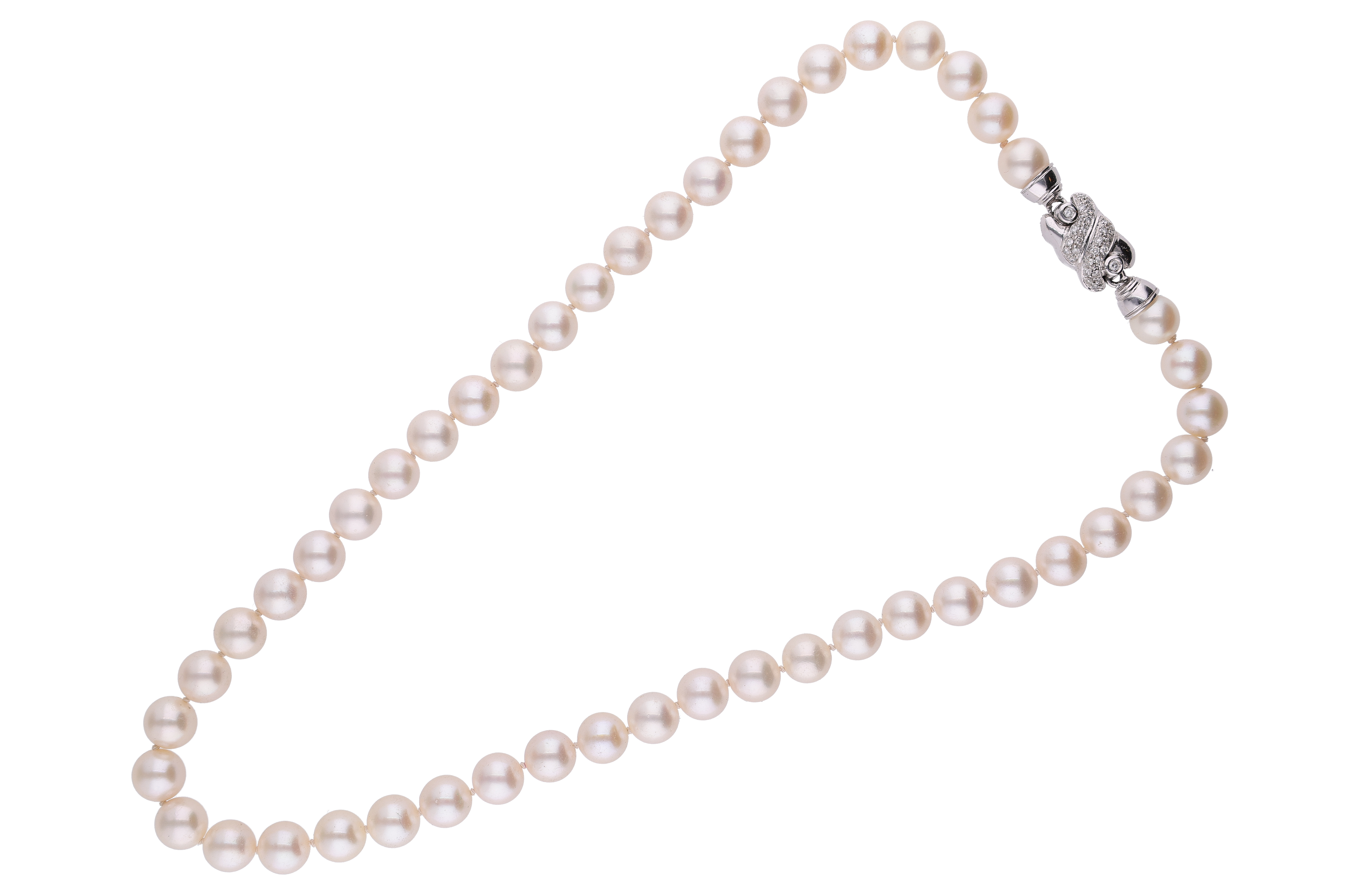 Collana di perle coltivate con chiusura di diamanti - Asta Preziosi