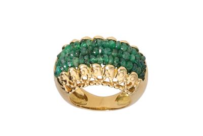 Anello a fascia con smeraldi e pietre verdi - Asta Preziosi Anello a fascia con smeraldi e pietre verdi - Asta Preziosi