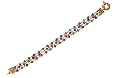 Bracciale a tre fili con rubini, zaffiri e smeraldi - Asta Preziosi Bracciale a tre fili con rubini, zaffiri e smeraldi - Asta Preziosi