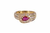 Anello con diamanti e pietra rossa - Asta Preziosi Anello con diamanti e pietra rossa - Asta Preziosi