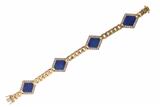Bracciale a catena con elementi a rombo con diamanti e pietre blu - Asta Preziosi Bracciale a catena con elementi a rombo con diamanti e pietre blu - Asta Preziosi