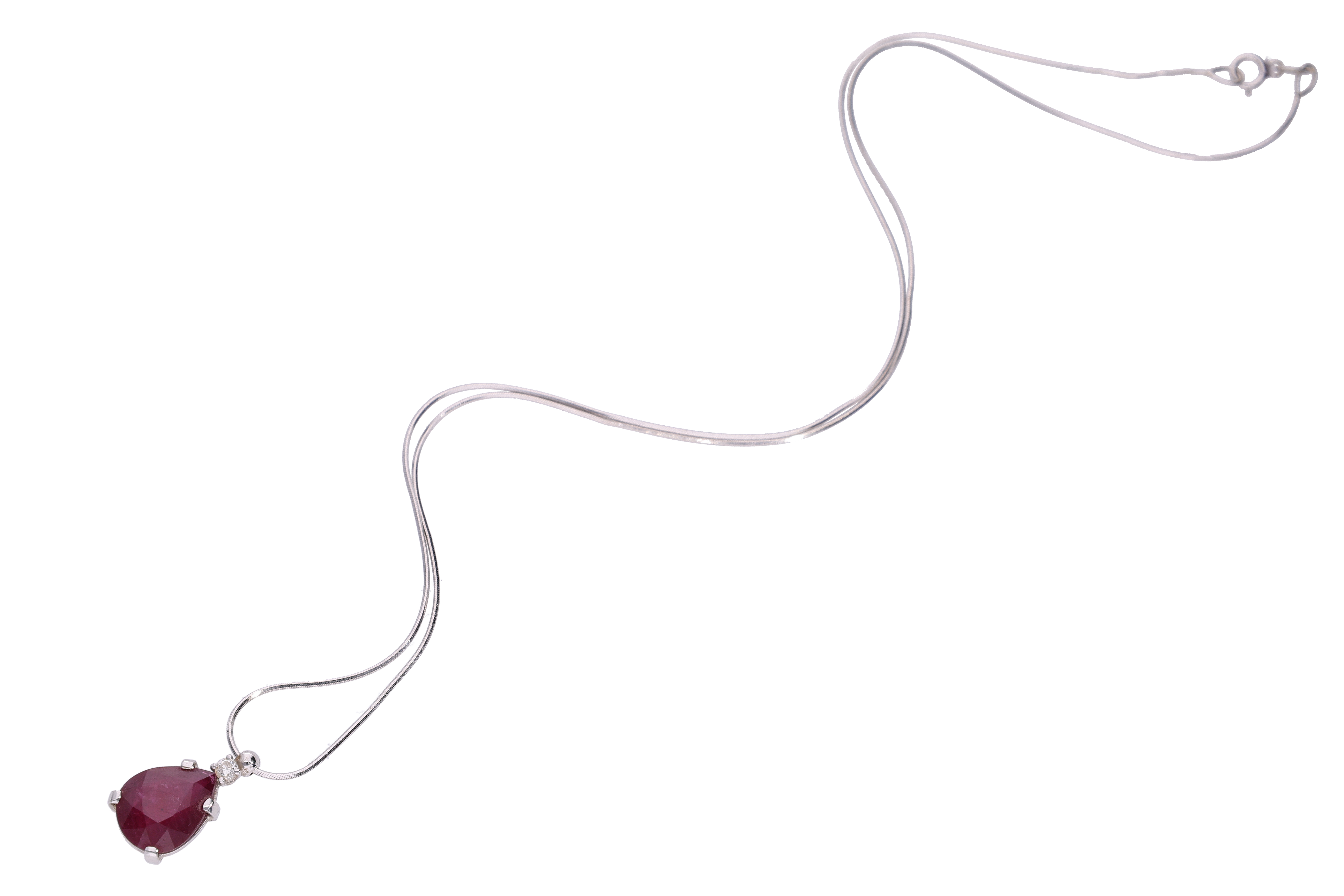 Collier con pendente mobile con diamante e goccia di pietra - Asta Preziosi