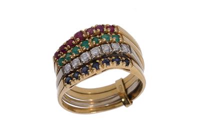 Anello quattro stagioni con diamanti, rubini e zaffiri - Asta Preziosi Anello quattro stagioni con diamanti, rubini e zaffiri - Asta Preziosi