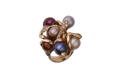 Anello con diamanti e perle - Asta Preziosi
