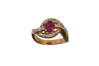 Anello con diamanti e rubino, - Asta Preziosi