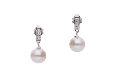 Orecchini con perle coltivate e diamanti - Asta Preziosi