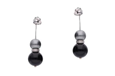 Orecchini con perle pietre e diamanti - Asta Preziosi