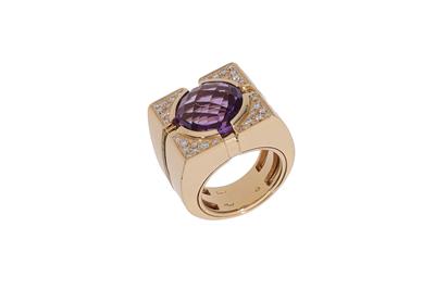 Versace, anello di forma con ametista e diamanti - Asta Preziosi