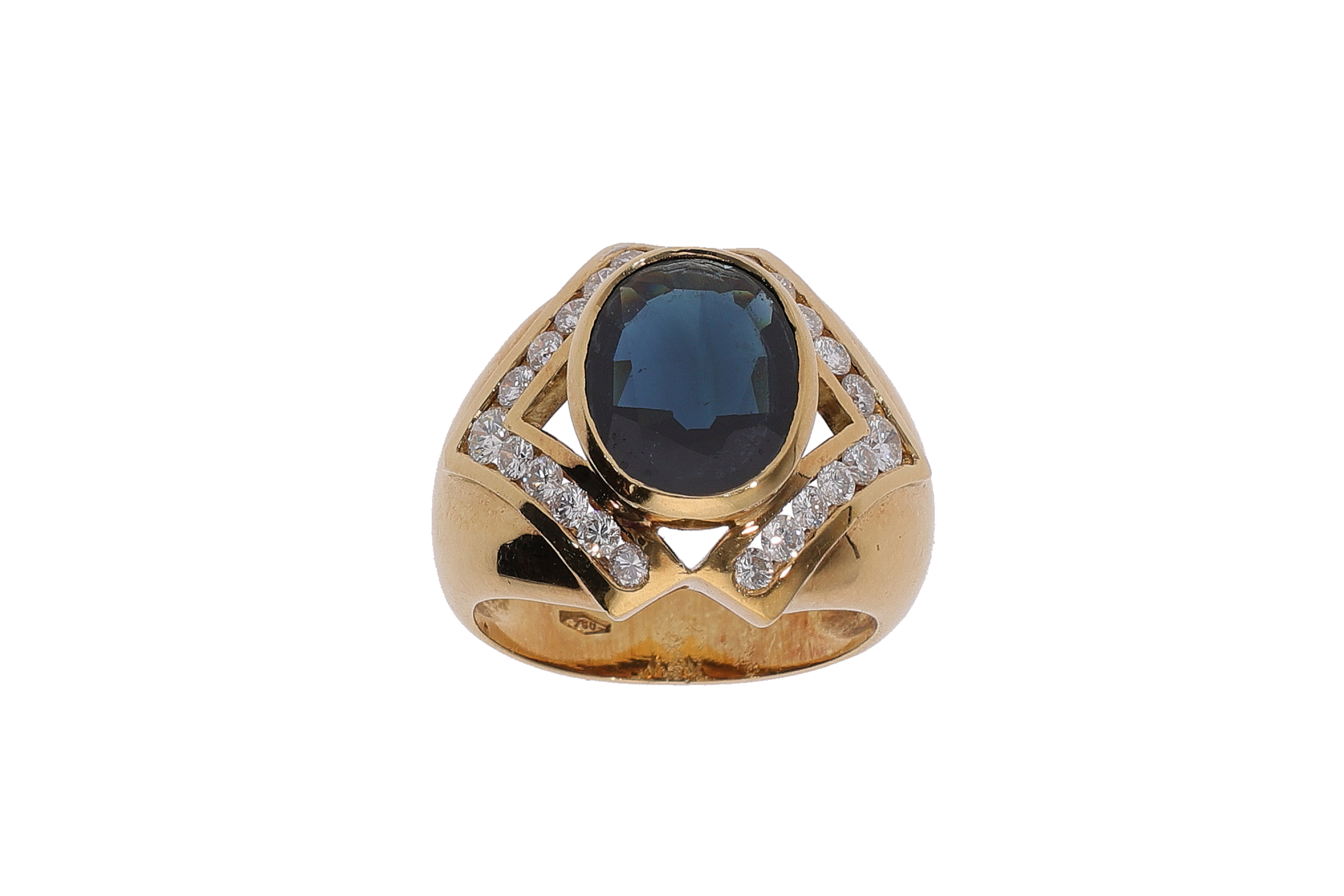 Anello con diamanti e zaffiro - Asta Preziosi