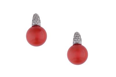 Orecchini con corallo e diamanti - Asta Preziosi Orecchini con corallo e diamanti - Asta Preziosi