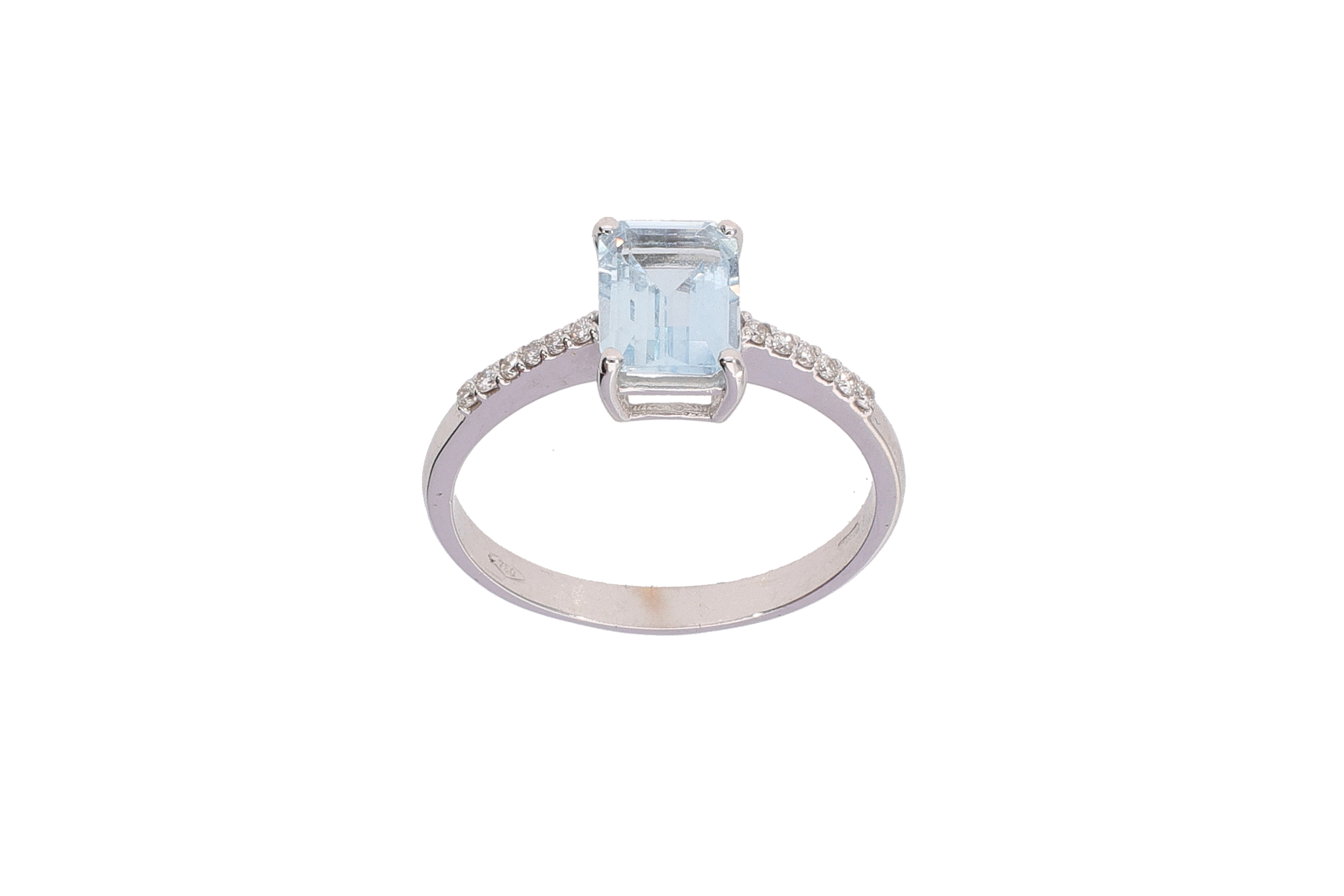 Anello con diamanti e acquamarina - Asta Preziosi